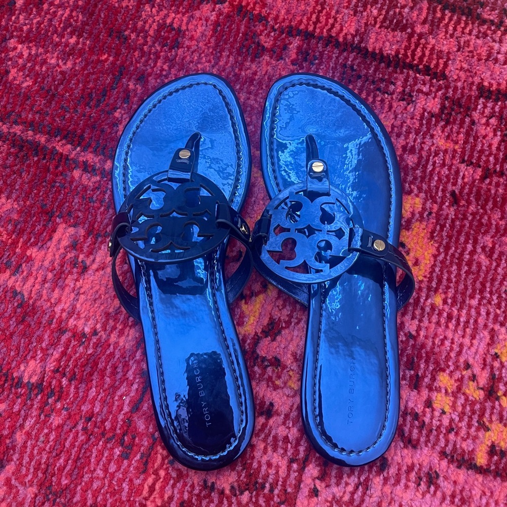 Tory Burch Glossy Blue Sandals